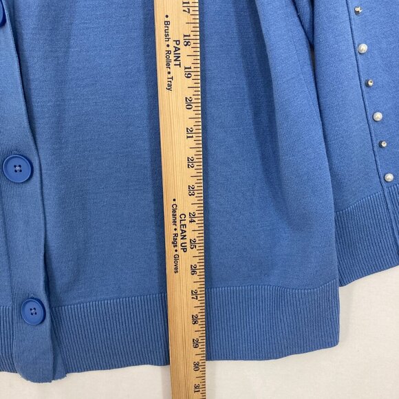 INC International Concepts size XL Blue Beaded Stretch Knit Button Cardigan - Picture 6 of 10
